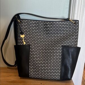 Black and White Patterned Fossil Bag